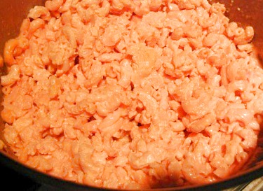 halloween party food, creamed intestines, aka macaroni and cheese