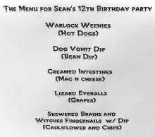 Halloween party food menu
